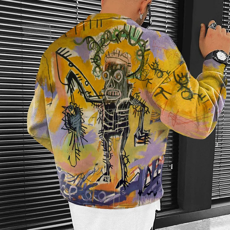 BrosWear Michel Fishing Art Print Long Sleeve Sweatshirt