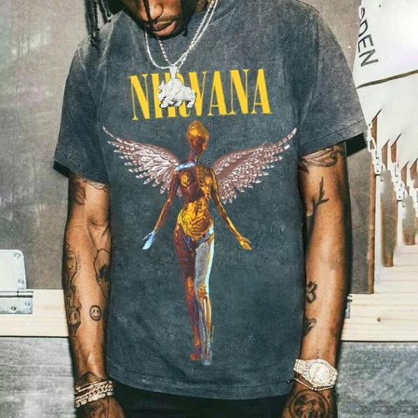 Nirvana T Shirt  mens Vintage round neck printed short-sleeved t-shirts