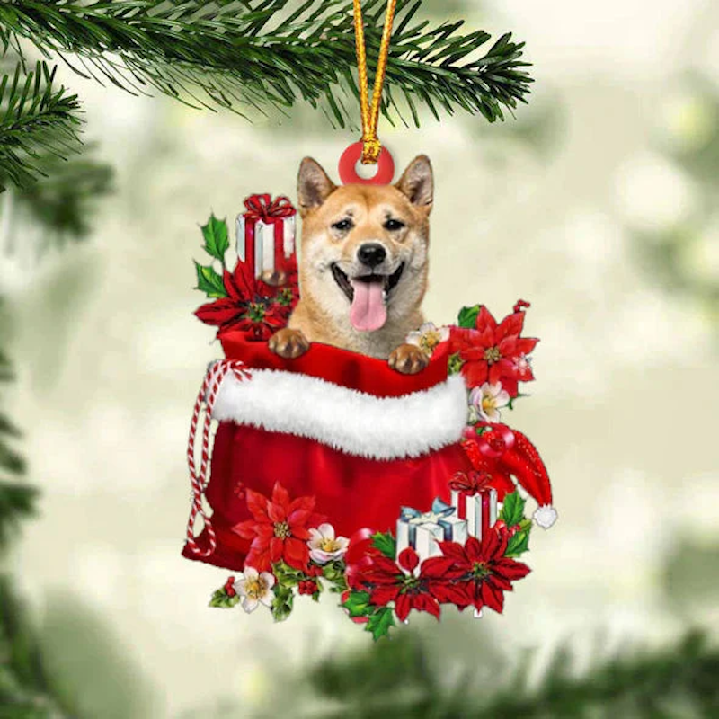 VigorDaily Shiba Inu In Gift Bag Christmas Ornament GB108