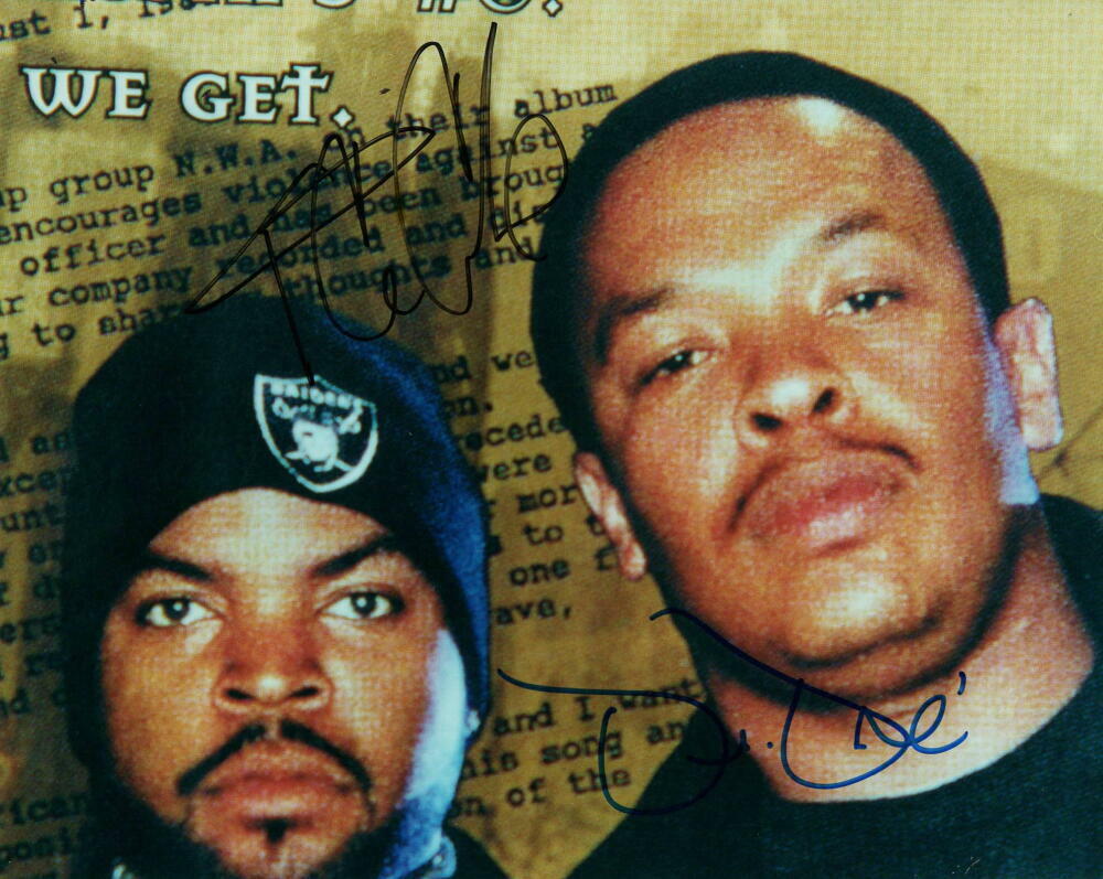 DR DRE & ICE CUBE SIGNED AUTOGRAPH 8X10 Photo Poster painting NWA RAPPERS HIP HOP ICONS BECKETT