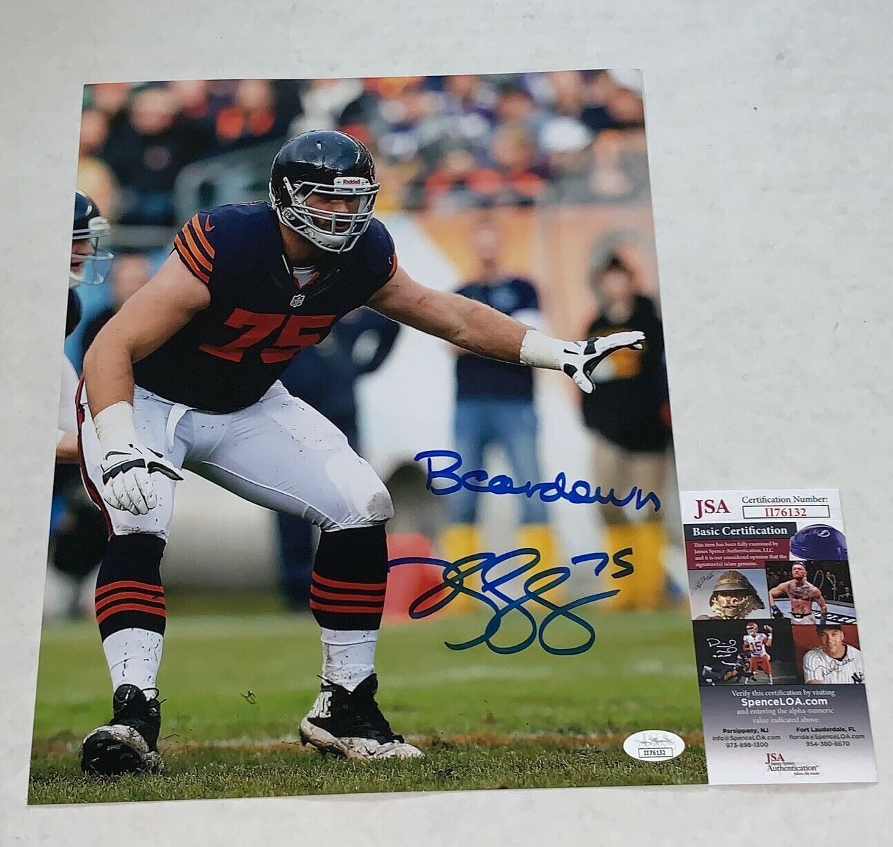 Kyle Long signed Chicago Bears 11x14 Photo Poster painting autographed Beardown Inscription JSA