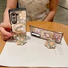 For Samsung Galaxy Z Fold Shiny Diamond Cute Flower Stand Magnetic Phone Case with Holder