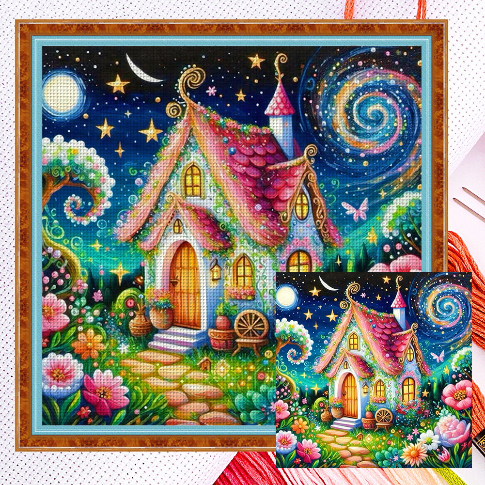 14CT Counted Full Embroidery Eco-cotton Thread - House (40*40CM)