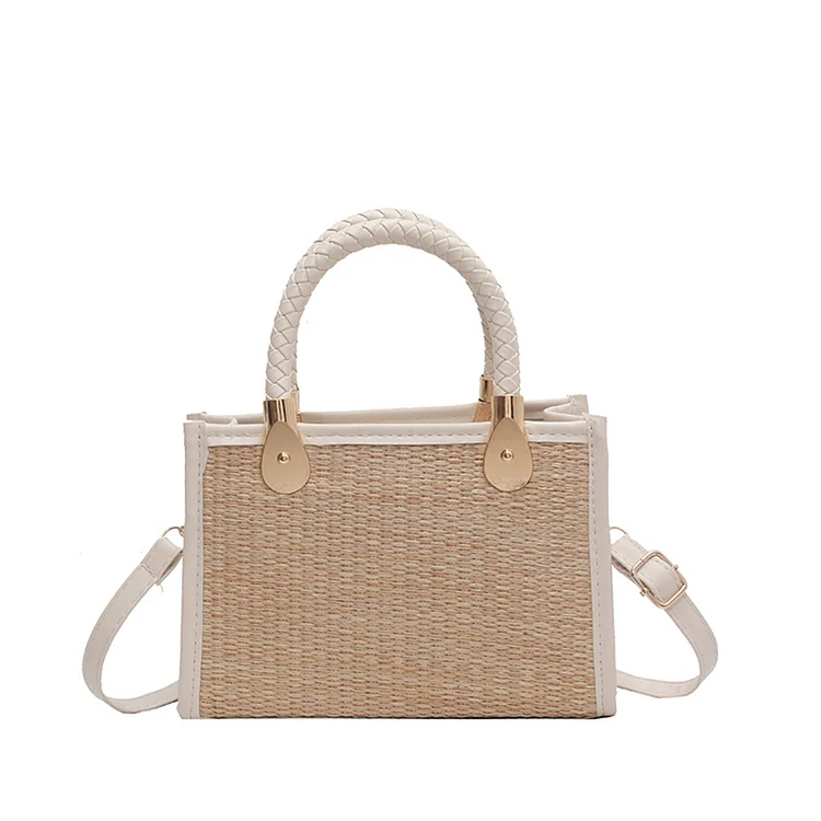 Crossbody Bag Breathable Straw Totes Bags Female Clutch for Women (Beige)