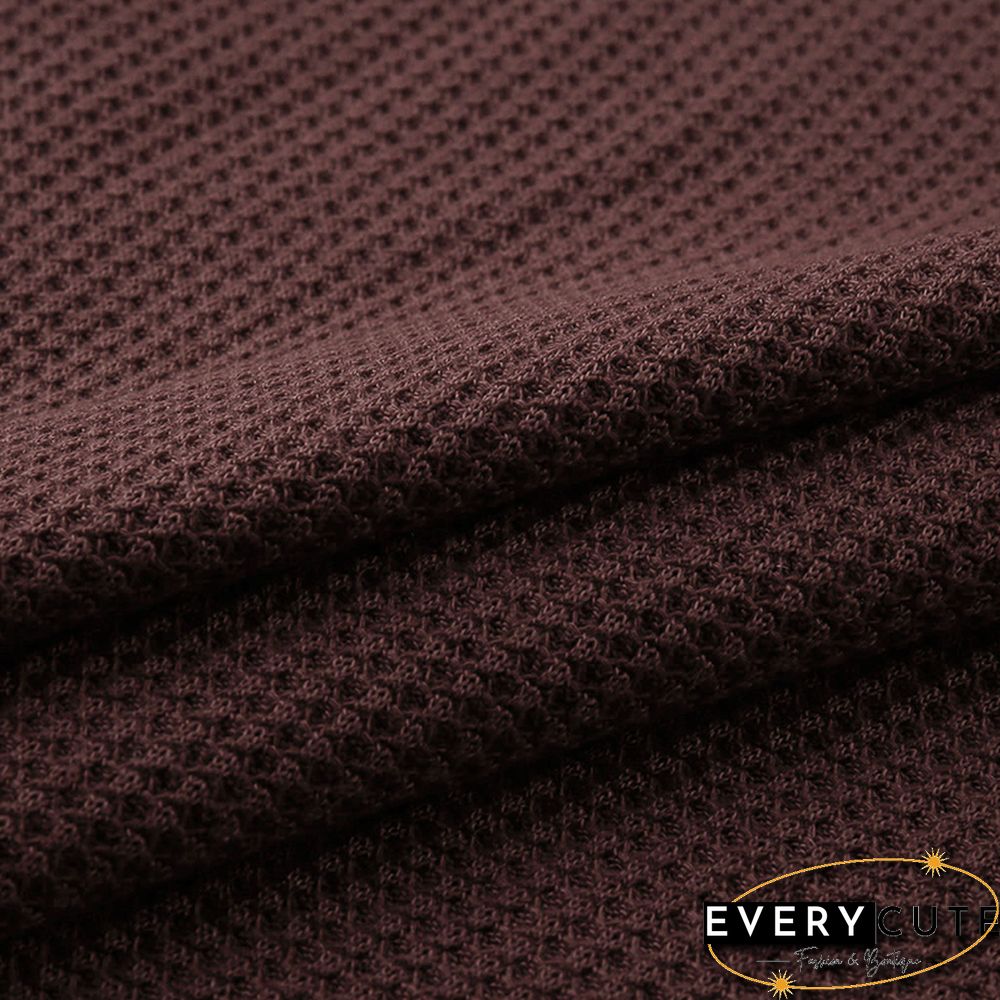 Rust Red O Neck Long Sleeve Casual Tops