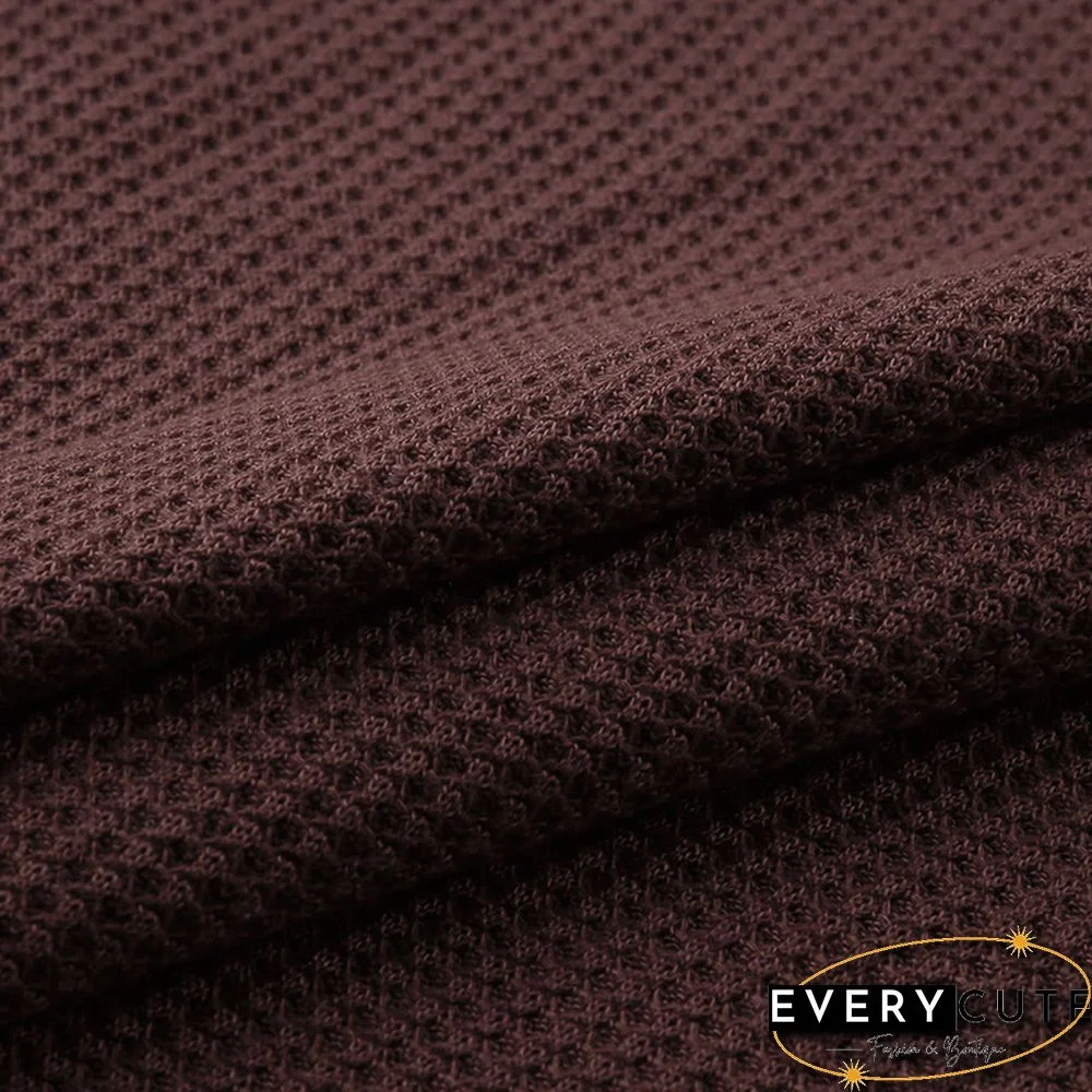 Rust Red O Neck Long Sleeve Casual Tops