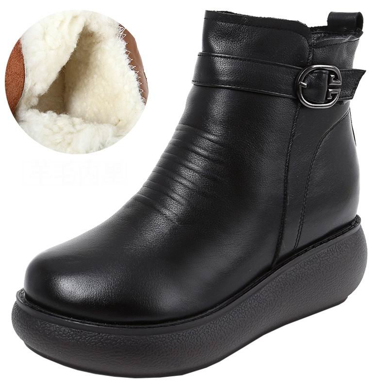 GKTINOO 2021 Waterproof Women Snow Boots 100% Genuine Leather Natural Wool Fur Platform Ankle Boots For Women Winter Warm Shoes