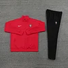 2024/2025 Portugal Long Zipped Jacket Training Suit Red Football Shirt 1:1 Thai Quality Set