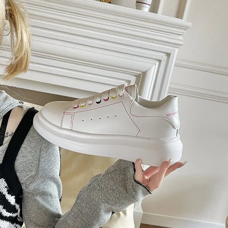 2021 Women's Sneakers Star Contrast Platform Shoes Fashion Students Wild Runing Shoes Ladies Casual Comfy Chunky Sport Shoes