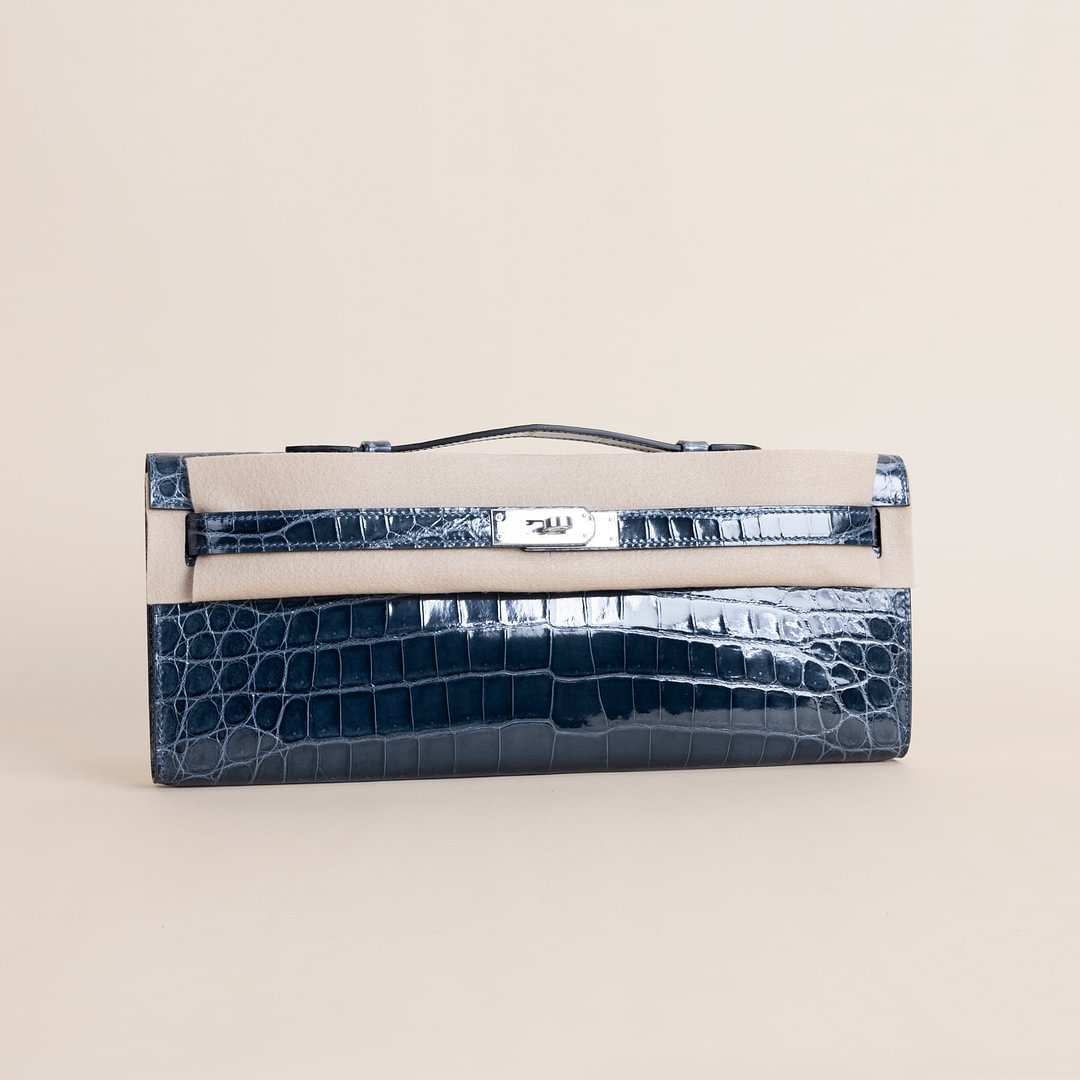 Kelly cut Shiny Niloticus Crocodile N7 Blue Tempete PHW