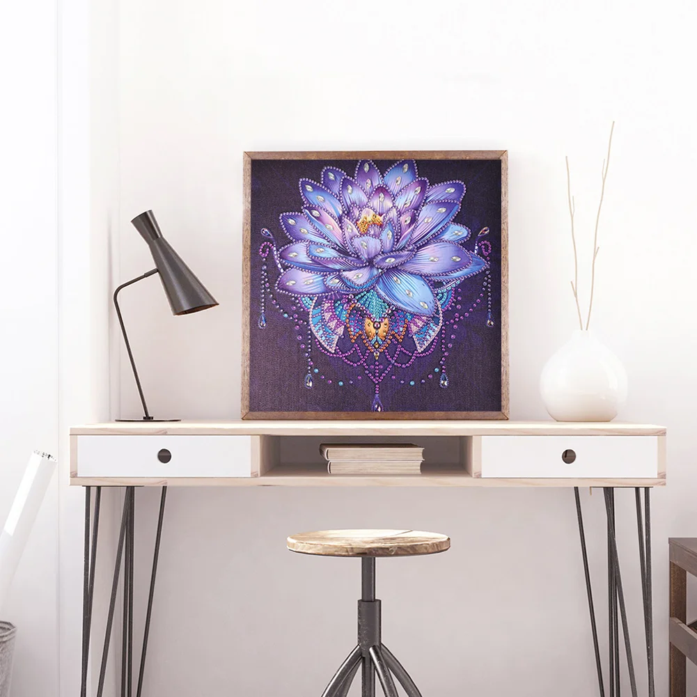 Diamond Painting - Special Shaped Drill - Purple Lotus(30*30cm)