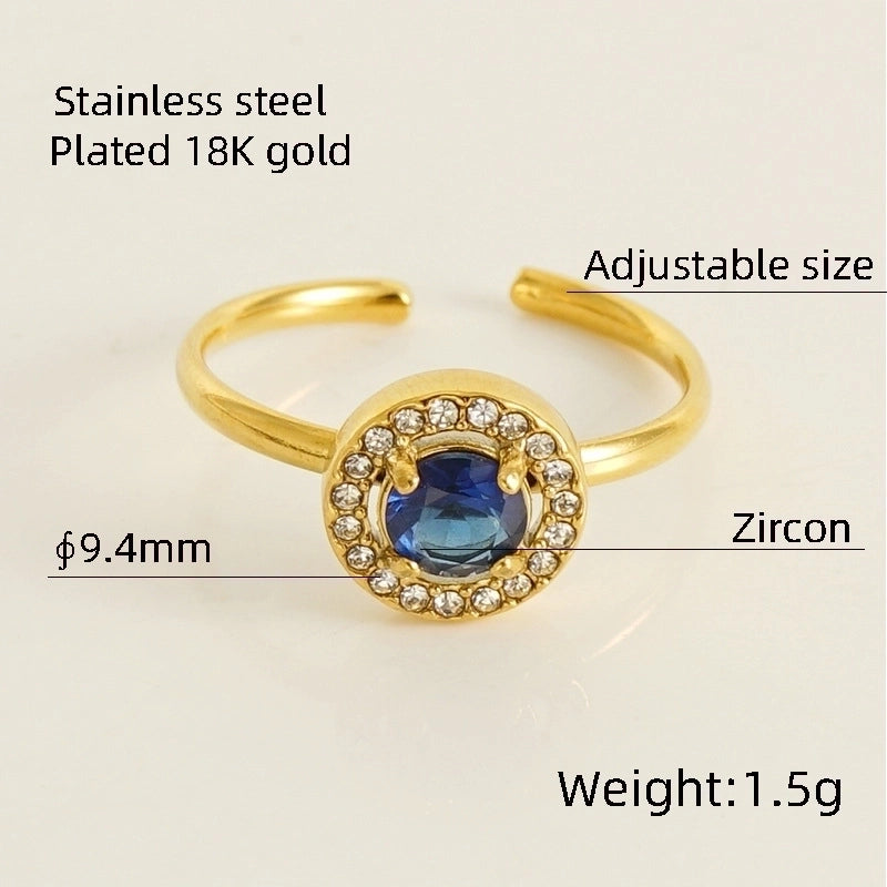Titanium Steel Minimalist Classic Style Inlay Water Droplets Heart Shape Rhombus Zircon Rings