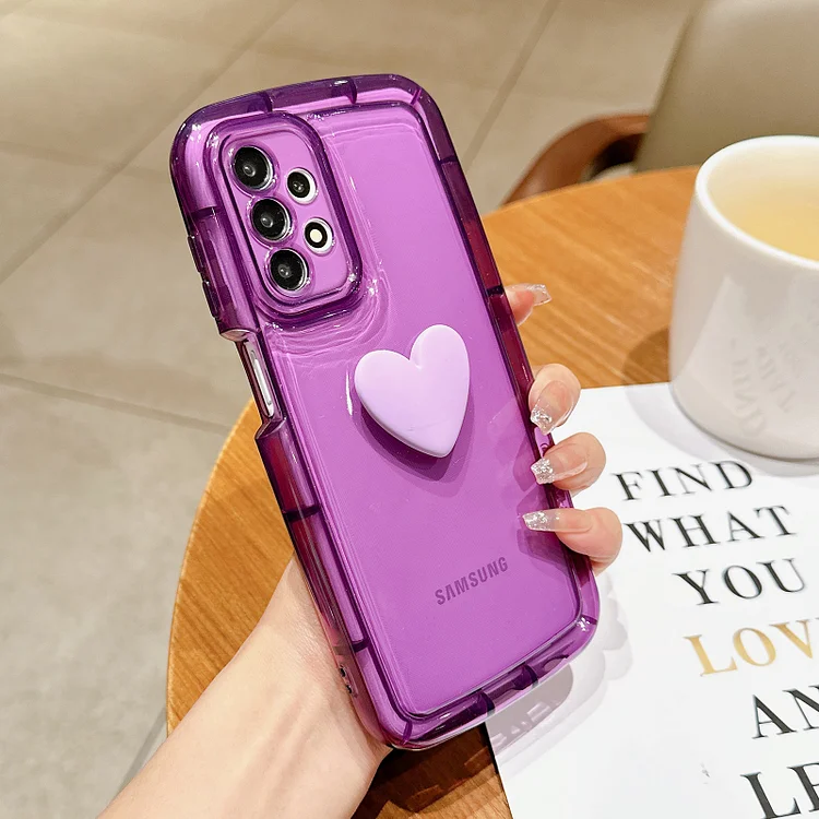  Love Heart Clear Case For Samsung S23 Ultra S22 S21 Plus A23 A13 A14 A34 A54 A32 A52 A51 A71 A72 Shockproof Soft TPU Cover