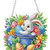 (US Only)3Pcs 2D/Flat DIY Easter Bunny Diamond Art Pendant DIY Home Decor Hanging Charm