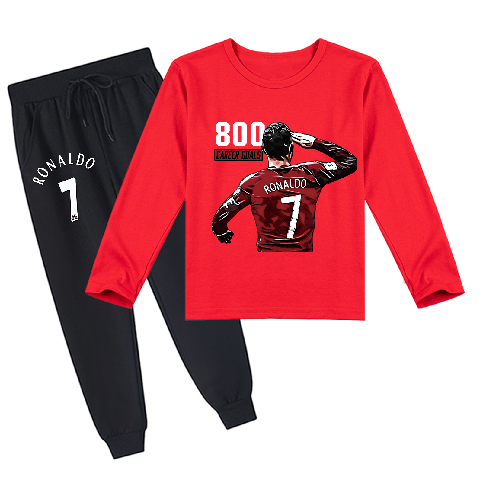 Mayoulove Cristiano Ronaldo Long Sleeve Tee Set for Boys  Girls - Cool Soccer Gear, Trendy Sportswear, Perfect Gift-Mayoulove