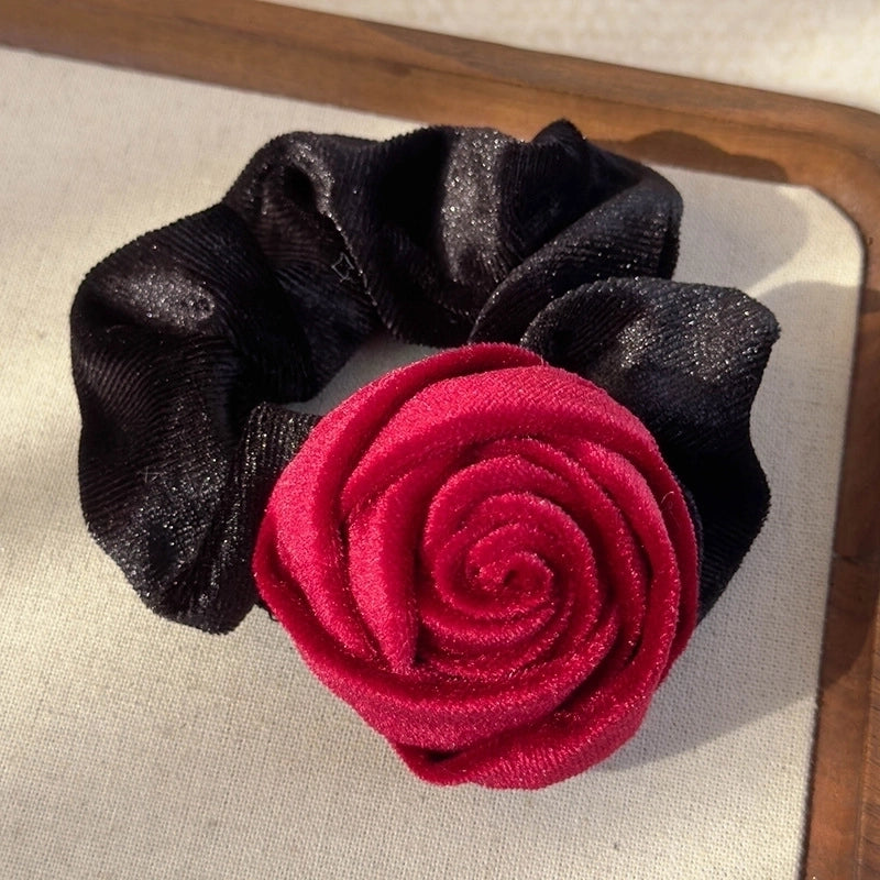 Elegant Romantic Artistic Women’s Rose Cloth Flannel Hair Tie
