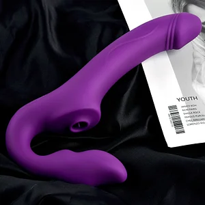 Wireless Remote Control Vibrating Double Head Sucking And Inserting Simulated Penis Female Massage Stick