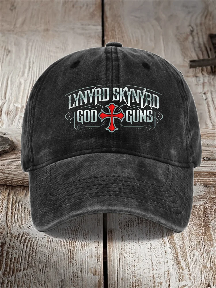 Unisex Rock Band God & Guns Cross Washed Cap