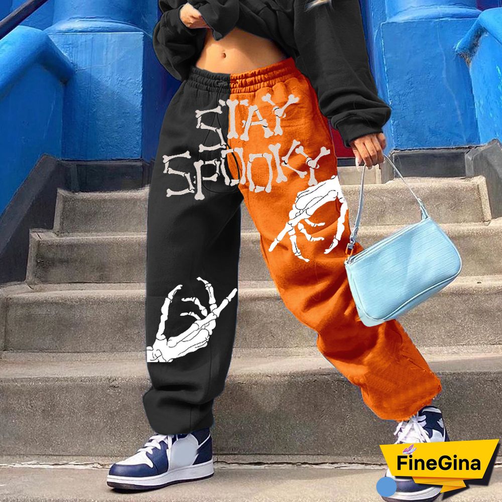 Halloween Print Loose Fitness Track Pants