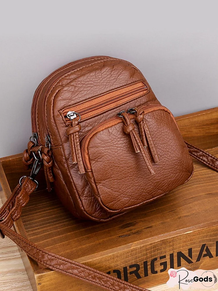 Vintage Soft Leather Multilayer Large Capacity Shoulder Bag Messenger Bag