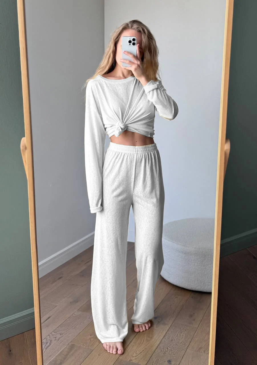 Athvotar Athvotar Lazy Wind Perspective Loose Long Open Shirt Plus Short Skirt Suit Women's Jersey Trousers Two Sets