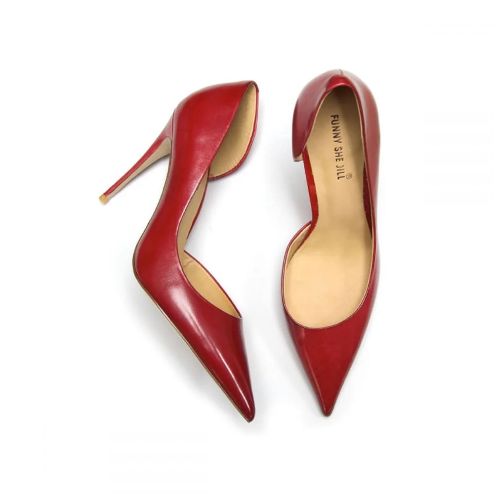 Pointy Toe Heels D'orsay Pumps Leather Shoes For Women