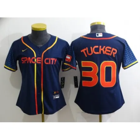 Women's Houston Astros #30 Kyle Tucker 2022 Navy City Connect Stitched Jersey(Run Small) 8I49