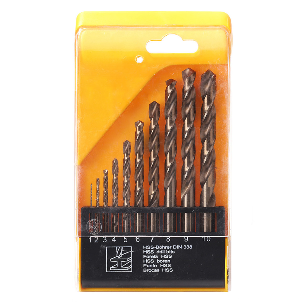 

10pcs HSS Twist Drill Bit Set Straight Shank Cobalt Drill Bits Power Tools, 501 Original