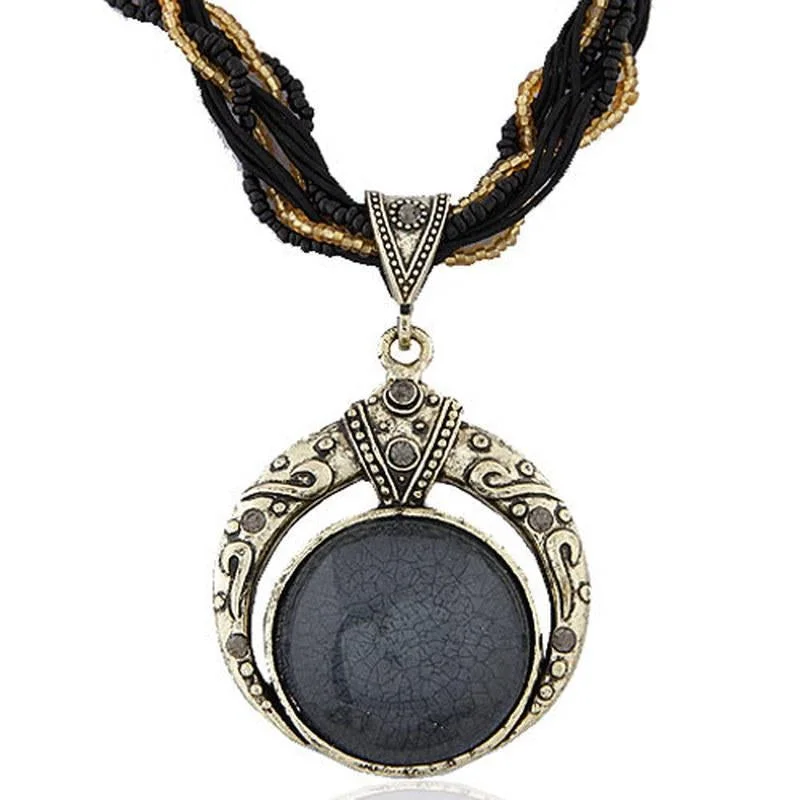 Vintage Round Plate Hollowed-out Necklace