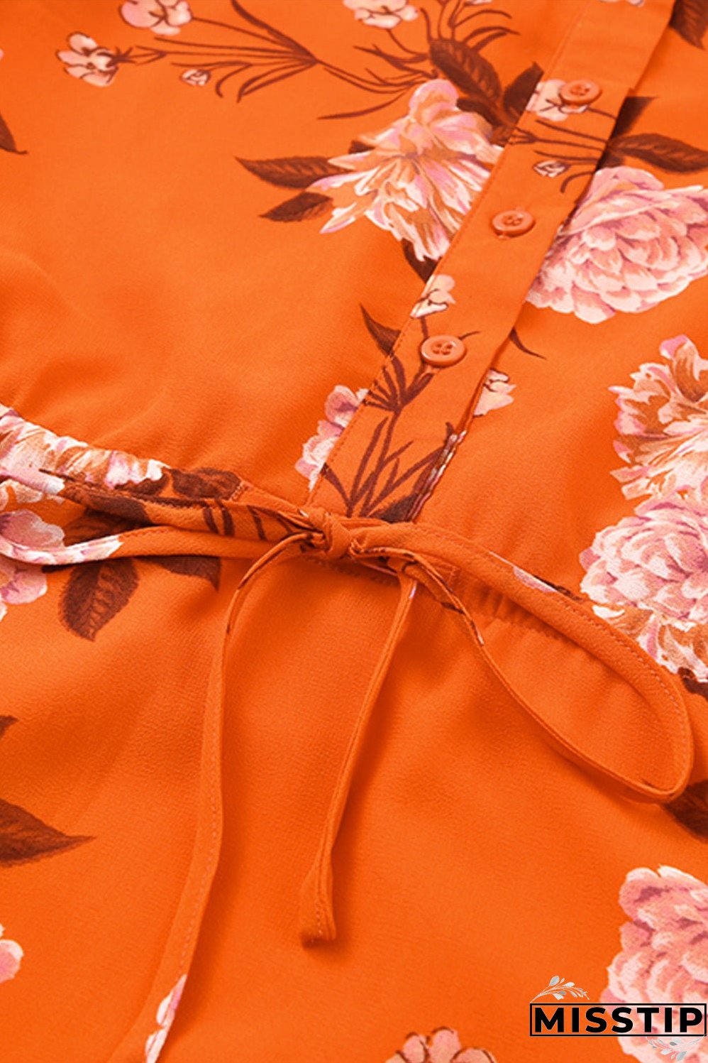 Vintage Floral Print Drawstring Flowy Dress