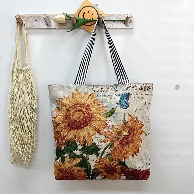 Women’s Vintage Style Flower Canvas Shopping Bags