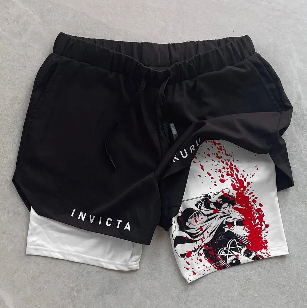 Anime Characters Print Double Layer Quick Dry Shorts