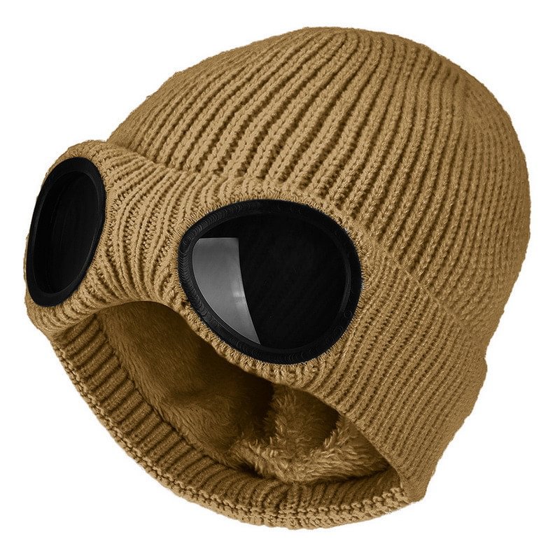 Outdoor Knitted Tactical Glasses Plush Pullover Hat