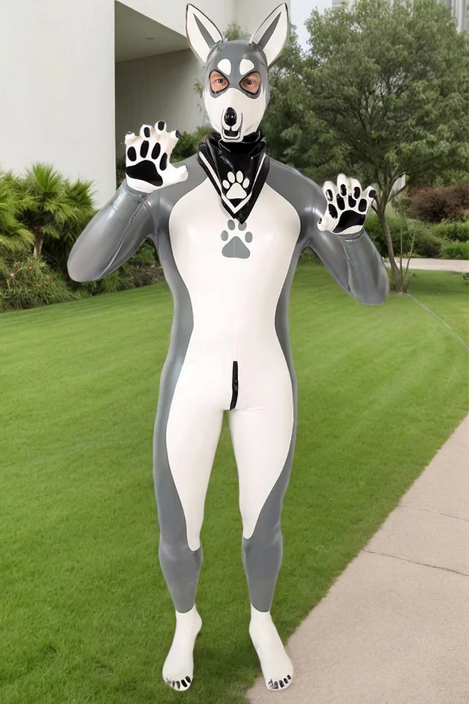 Men Latex Catsuits Dogs Cosplay Fetish