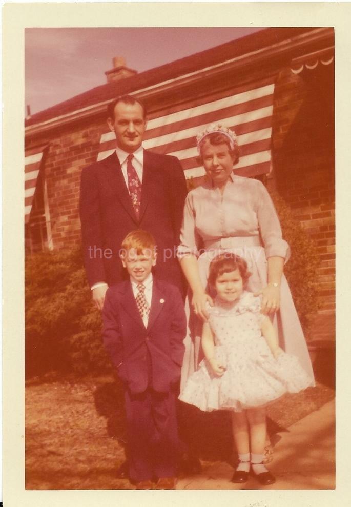 FOUND Photo Poster painting American Family PortraitOriginal VINTAGE 99 9 O