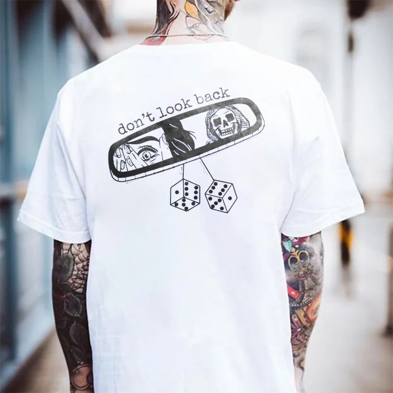 Don't Look Back Skull Print Fashion T-shirt - Krazyskull