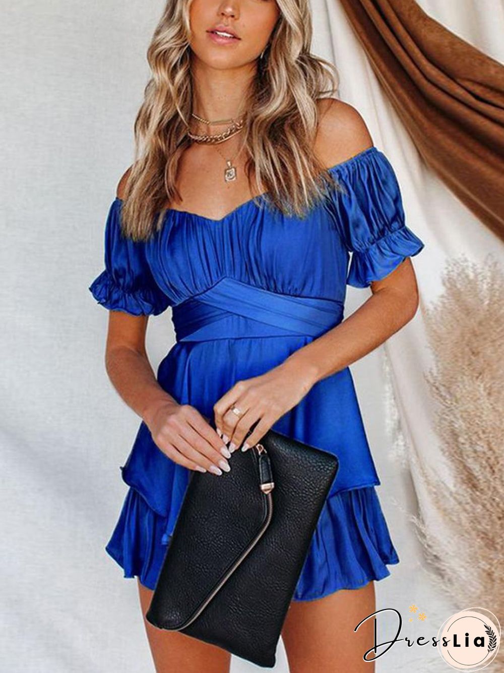 Lace-up Strapless Waist Dress P13040