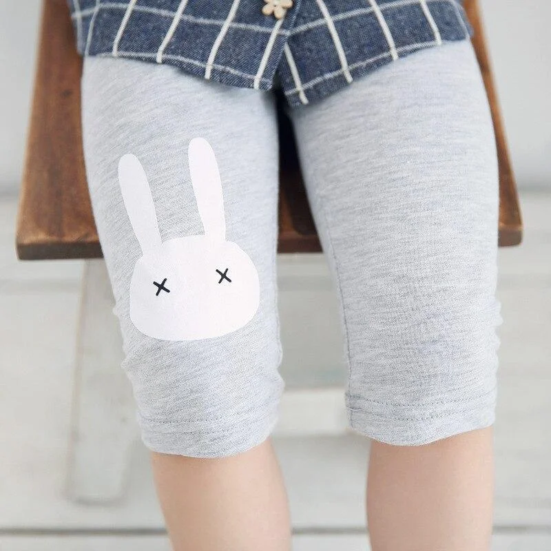 Girls Leggings Summer Cute Casual Pants for Kids Girl Cartoon Rabbit Short Pants Children Candy Colors Knee Length Leggings