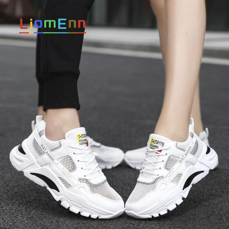 Summer Women's Sneakers Sport Shoes Women 2021 Tennis Running Shoes Breathable White Chunky Sneaker Platform Unisex Plus Size 46