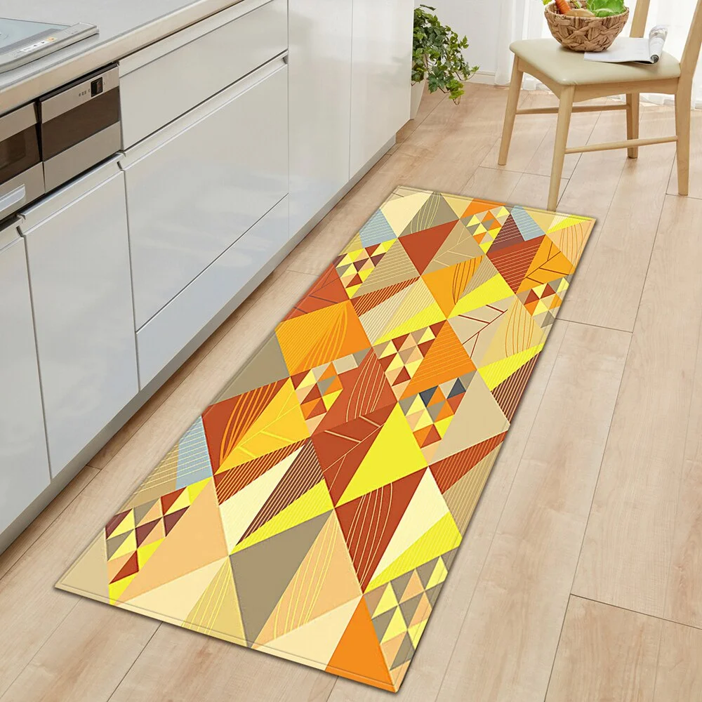 Kitchen Mat Strip Bedroom Entrance Door Mat Geometric Pattern Home Floor Decoration Living Room Carpet Bathroom Non-slip Carpet