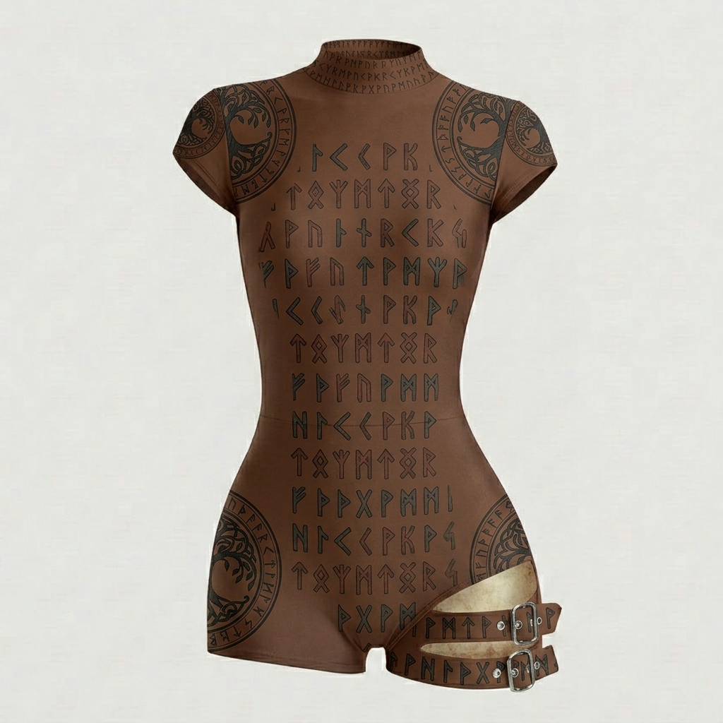 Viking-Style Tight-Fitting Swimsuit Bodysuit