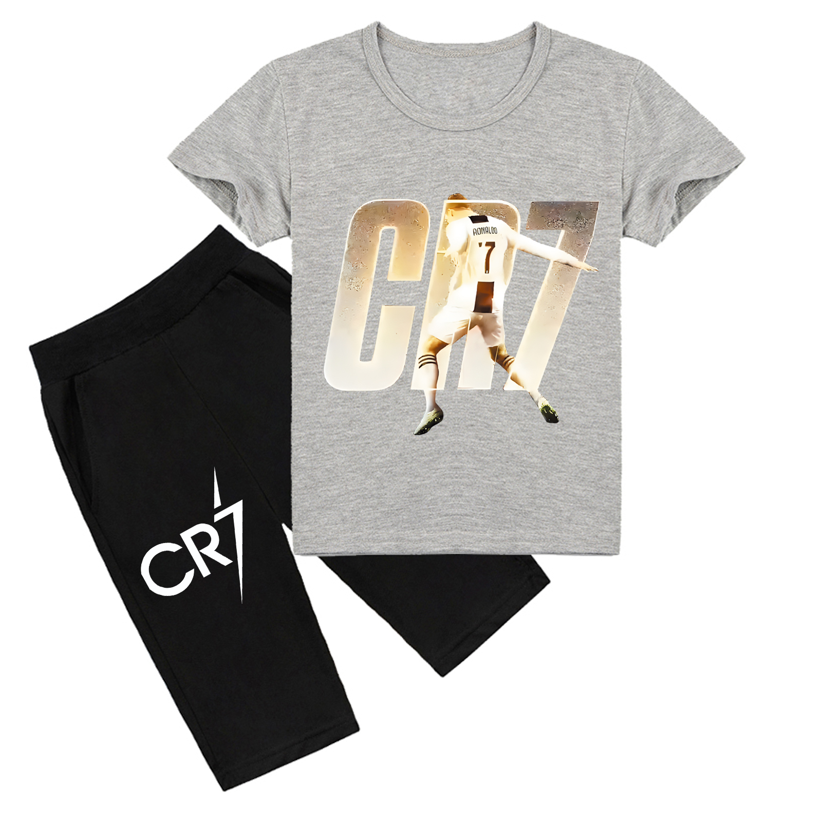 Mayoulove Cristiano Ronaldo Kids' Shorts Set - Unisex Soccer Outfit for Boys  Girls - Trendy Sportswear-Mayoulove