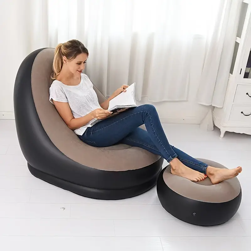 1set inflatable lounger sofa portable lazy slip on sofa color boxed modern casual home outdoor camping movable flocking sofa details 3