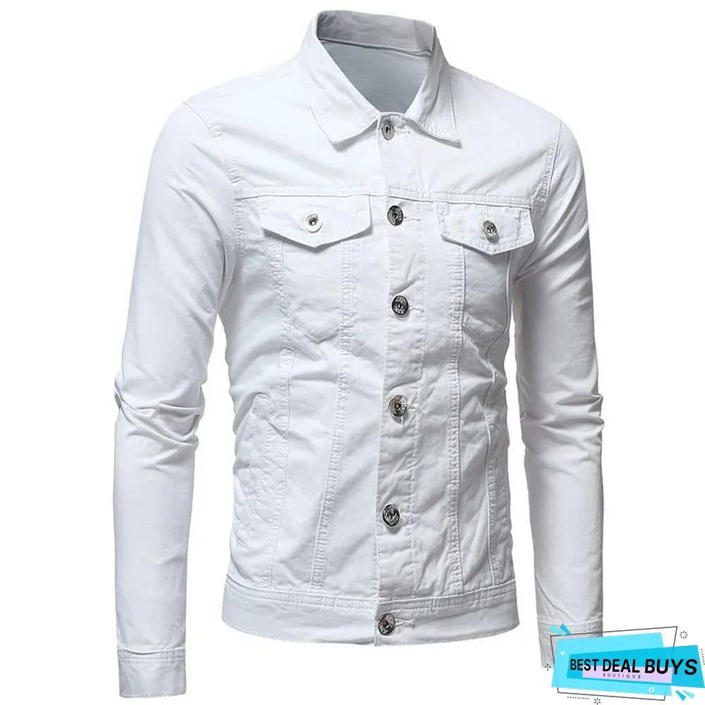 Men's Pure Color Casual Fit Jacket Long Sleeve Bomber Jacket Male Outwear Overcoat Slim Coat