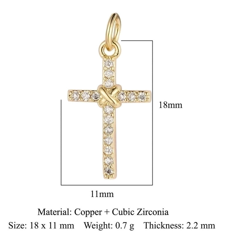 3 Pieces Copper Zircon 18K Gold Plated Cross Moon Eye
