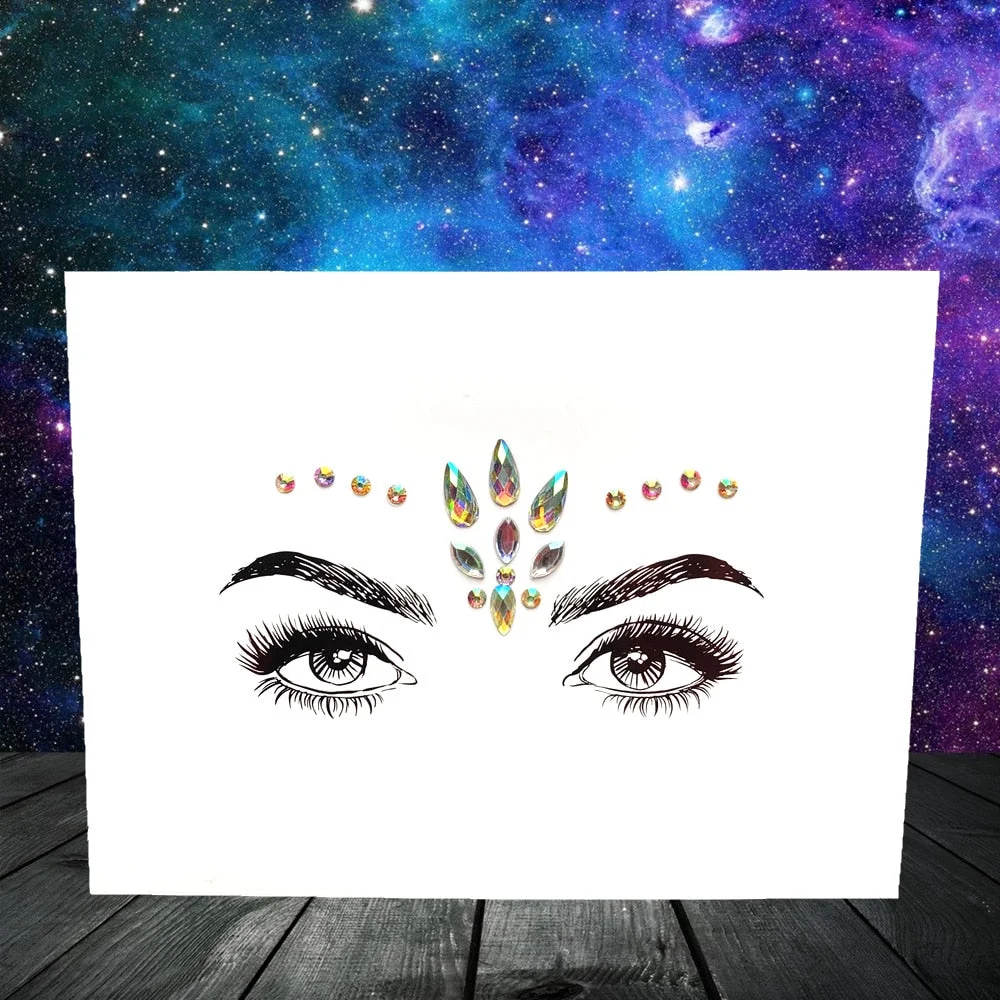 3D Flash Eye Gems Sticker Diamond Face Jewelry Acrylic Resin Drill Body Art For Party Show Rhinestone Forehead Eyebrow Eye Decor