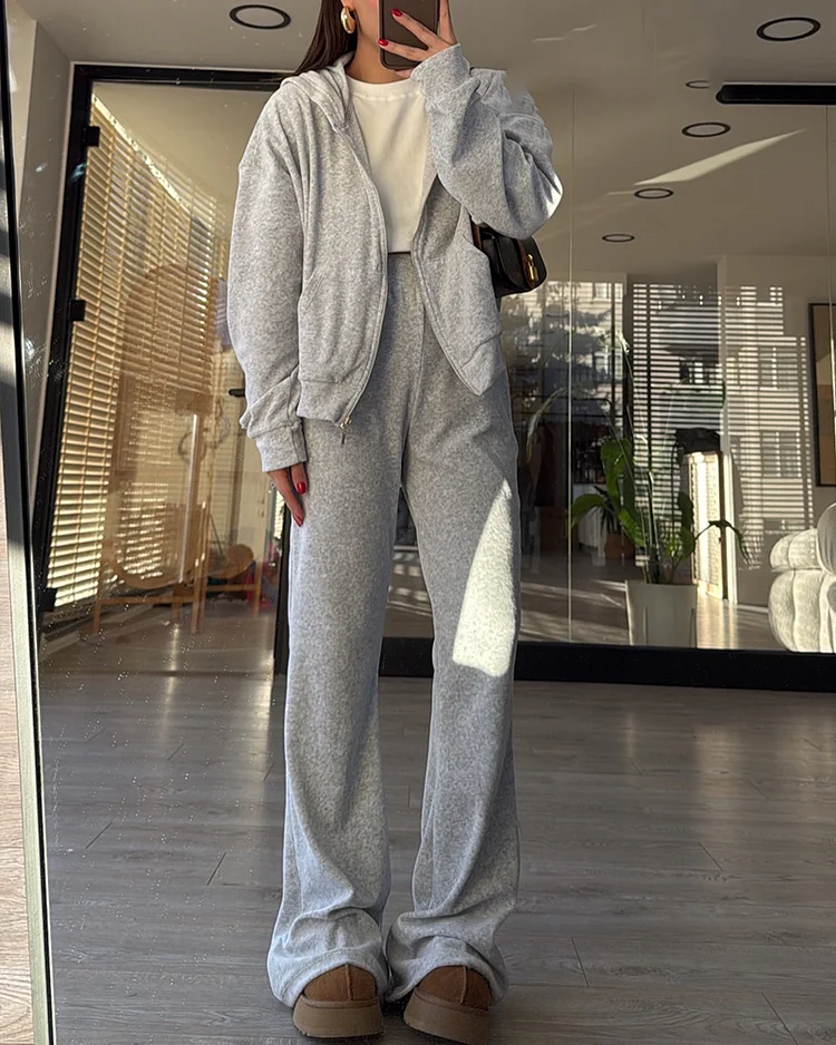 Women's solid color trousers casual suit