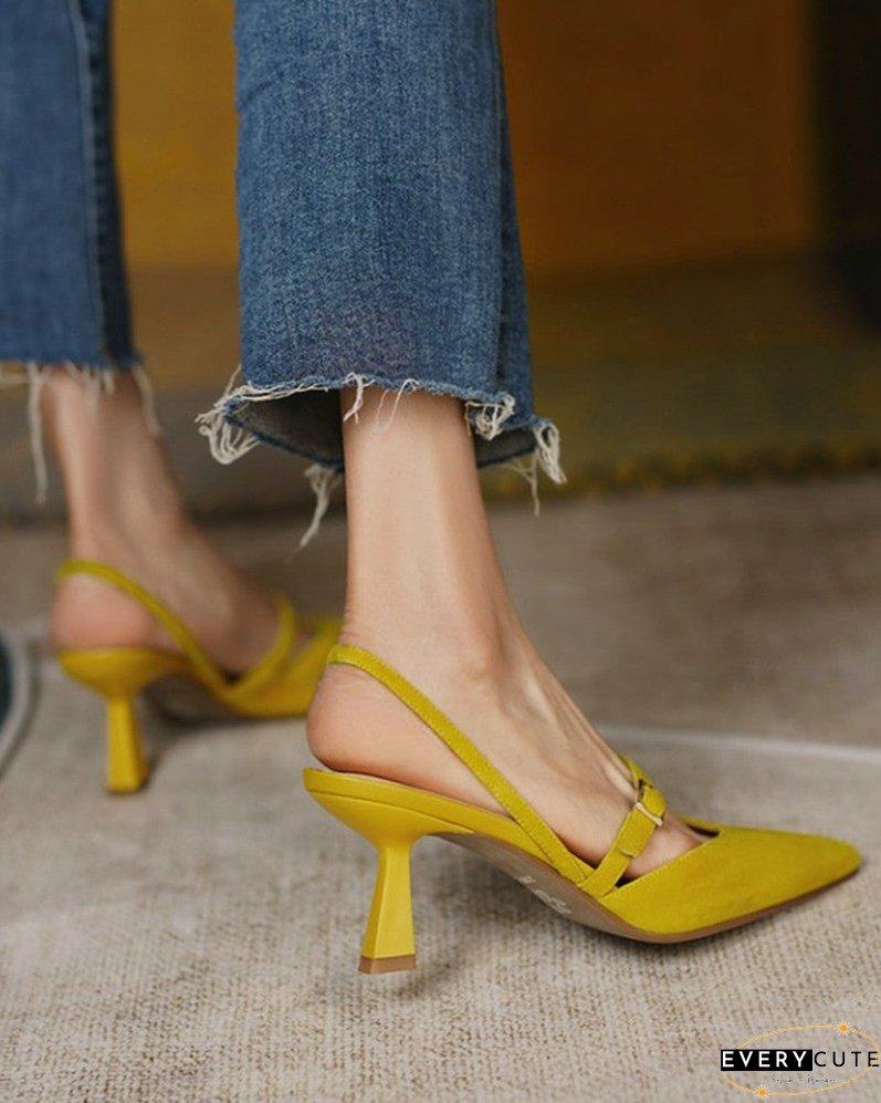 Pointed Toe Slingback Suede Pyramid Heels