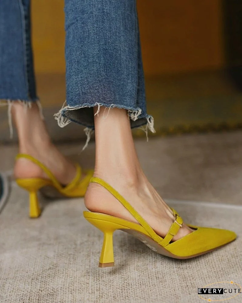 Pointed Toe Slingback Suede Pyramid Heels