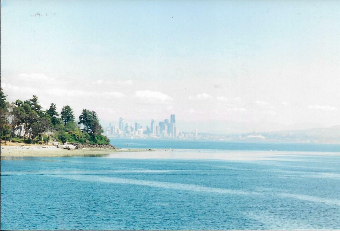 Bainbridge Island View Of Seattle Washington Skyline FOUND Photo Poster paintingGRAPH Color 93 5